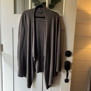 Barefoot Dreams Cozy Chic Lite charcoal gray cardigan